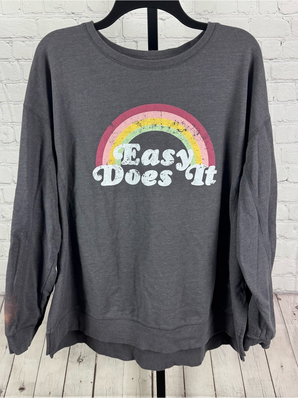Wildfox Gray Easy Does It Rainbow Sommers Sweatshirt Size XL
